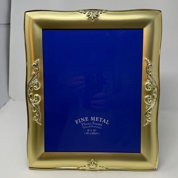 Vintage Brass Gold Photo Picture Frame Ornate 80s 90s Scrolls 8x10 As New Unused - Picture 1 of 5